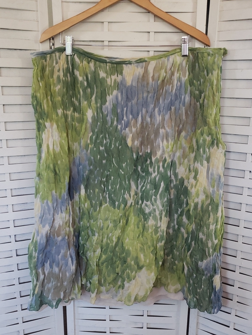 Lafayette 148 Women's Green Watercolor Pleated Skirt Size 20